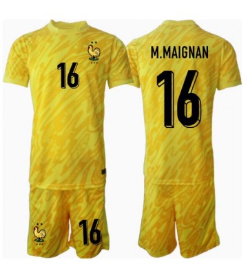 Frankrike Mike Maignan #16 Målvakt Hemmatröja Barn EM 2024 Kortärmad (+ Korta byxor)